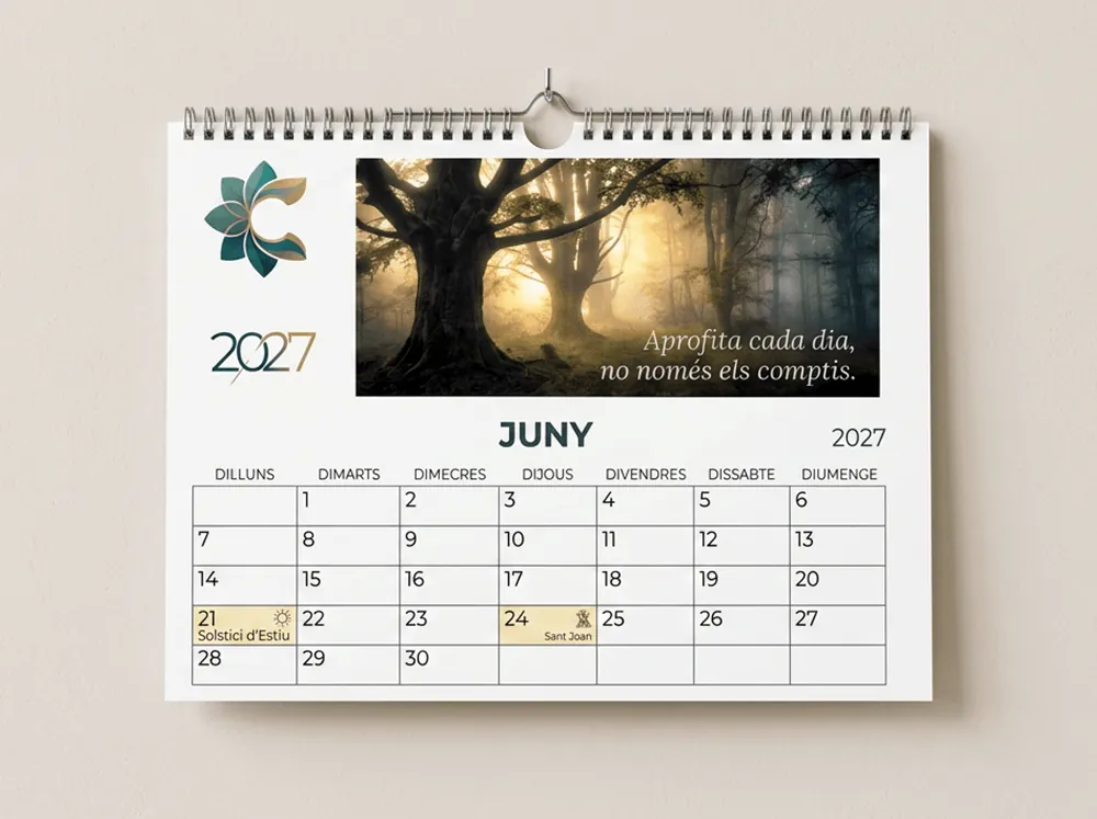 Calendario de pared con Wire-O personalizado