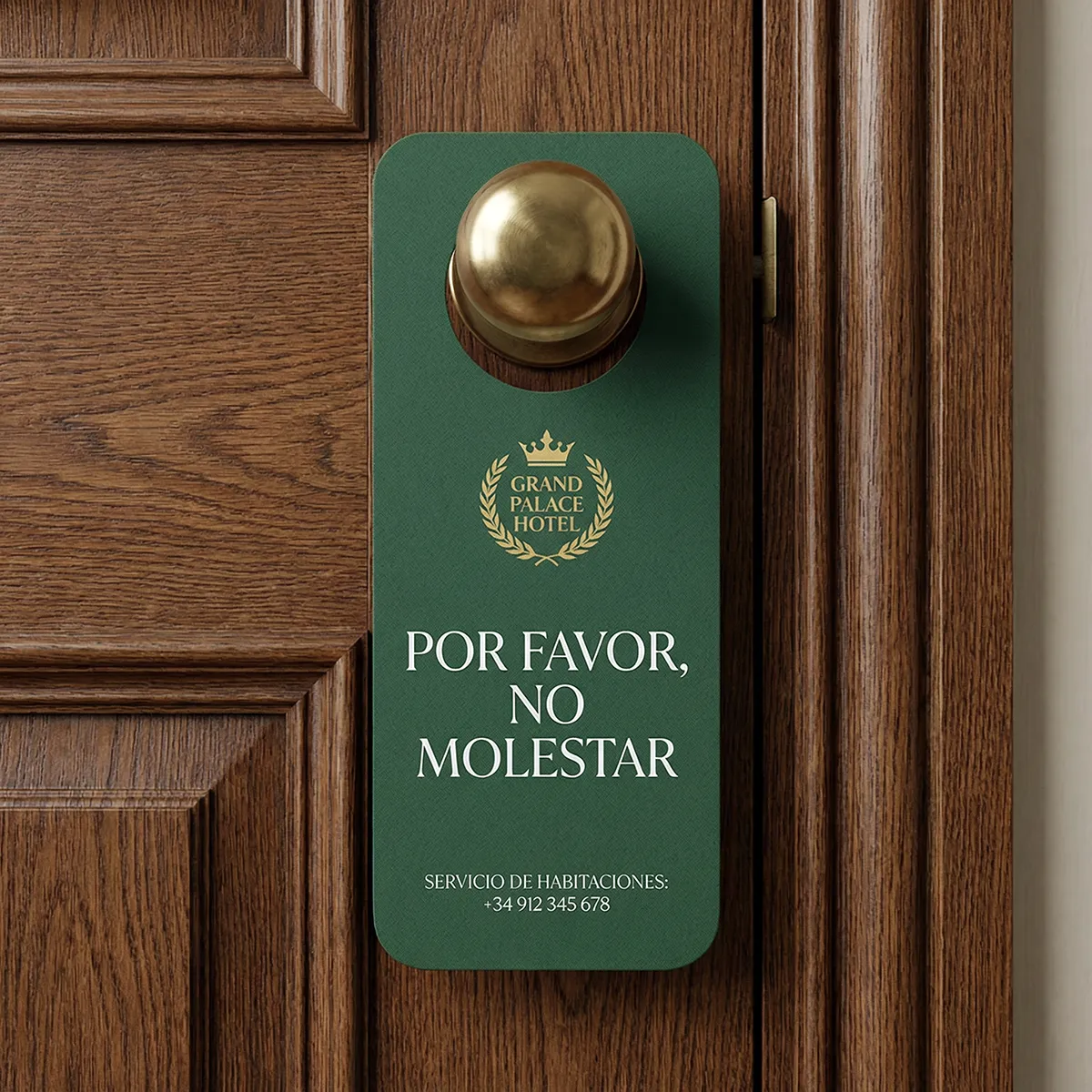 Colgador de puerta personalizado para hotel impreso a doble cara con troquel para pomo